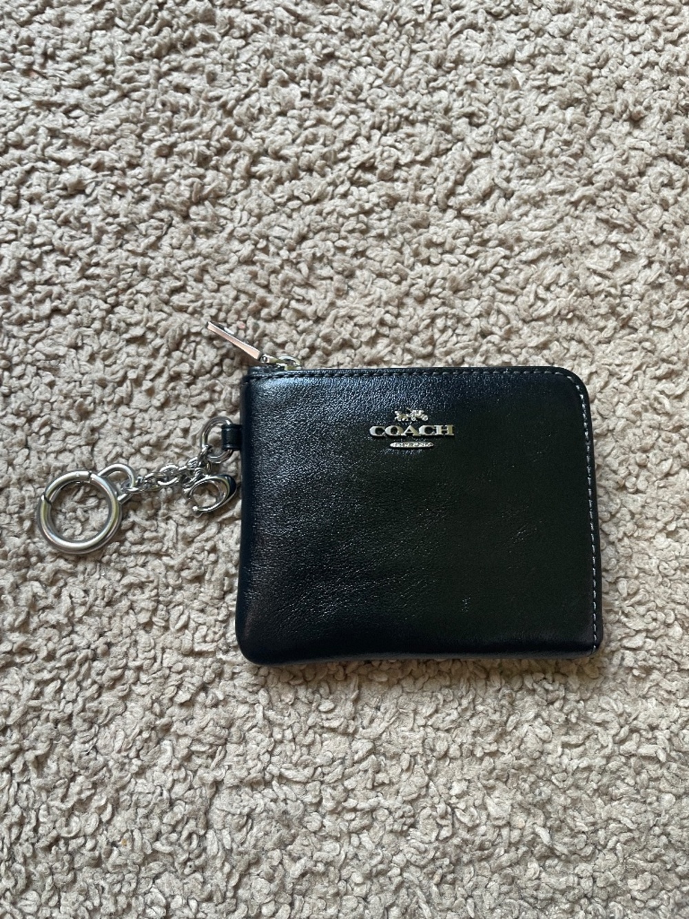 Coach Small Corner Zip Glazed Leather Wallet